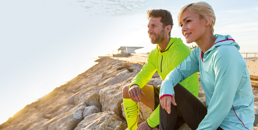 Pause beim Lauftraining am Meer