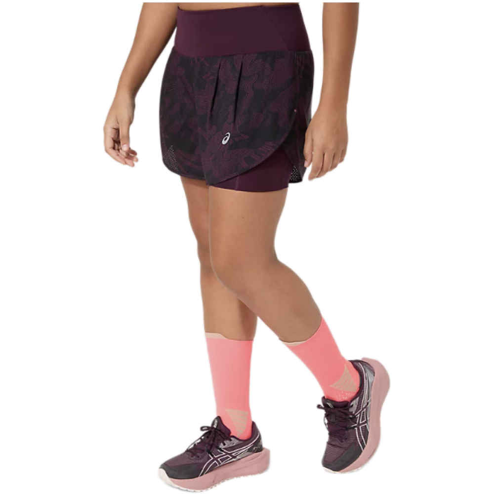 Asics Road All Over Print 2-in-1 Damen Laufshorts 