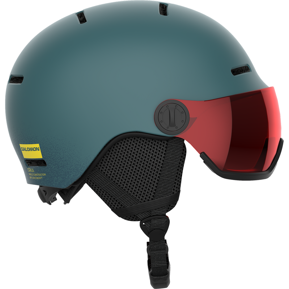 Salomon Kinder Skihelm ORKA VISOR North At/Un FLS RED M