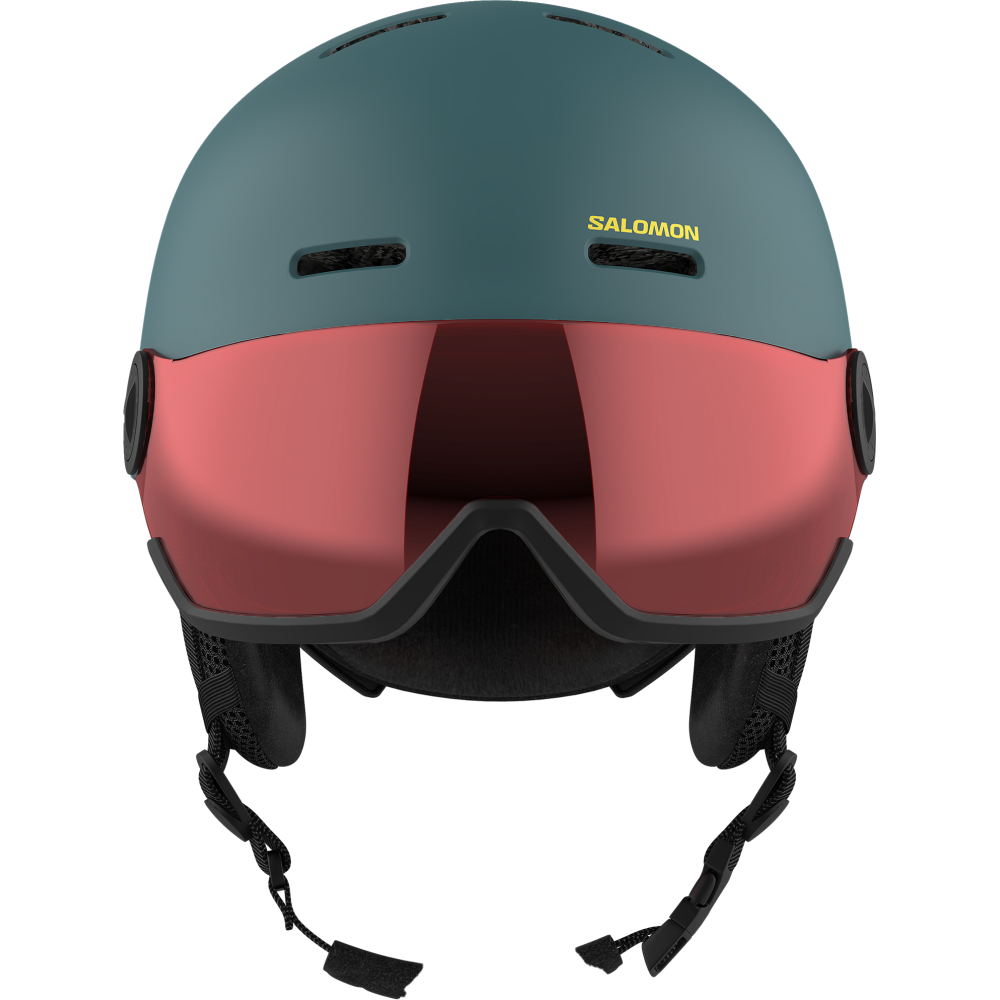 Salomon Kinder Skihelm ORKA VISOR North At/Un FLS RED M