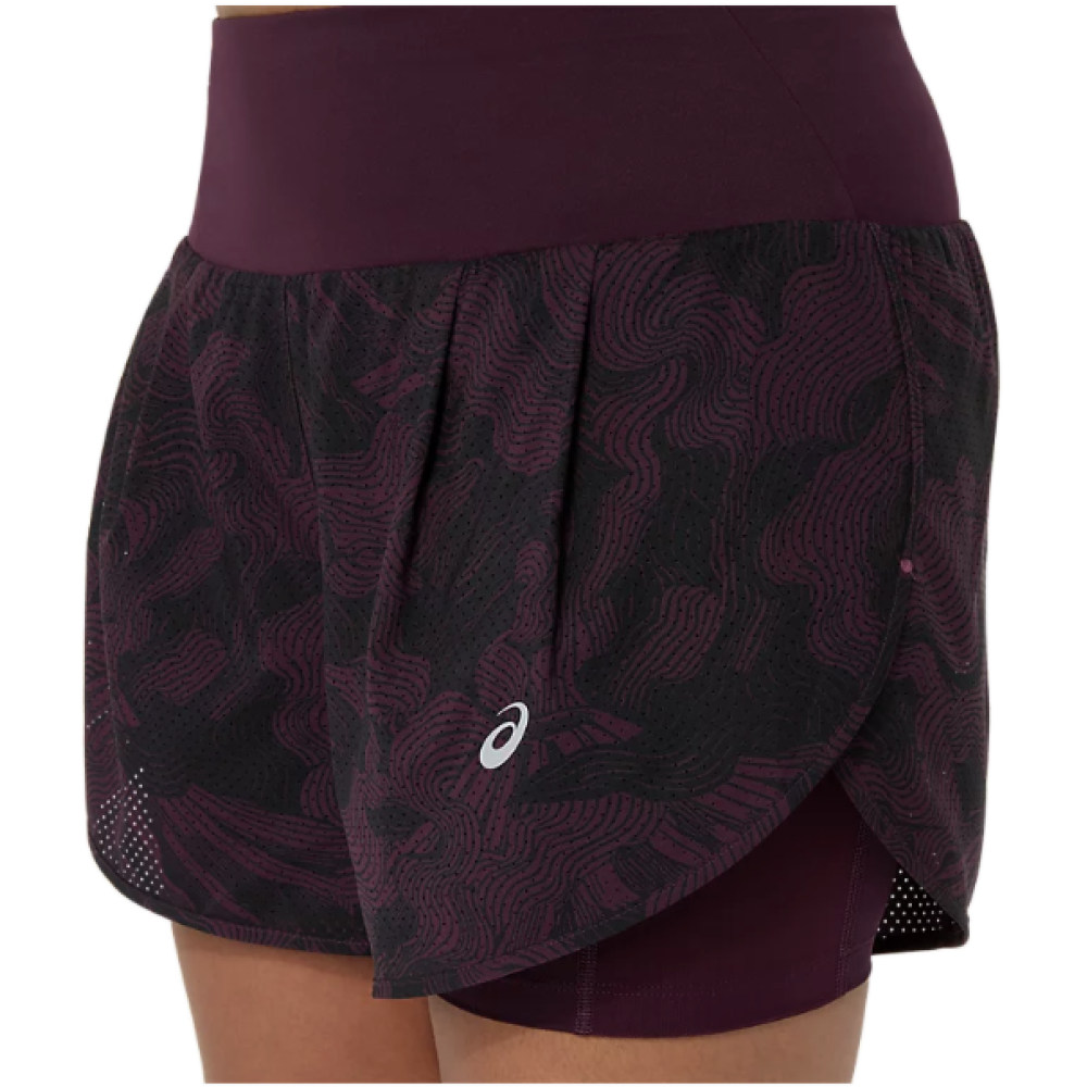 Asics Road All Over Print 2-in-1 Damen Laufshorts 