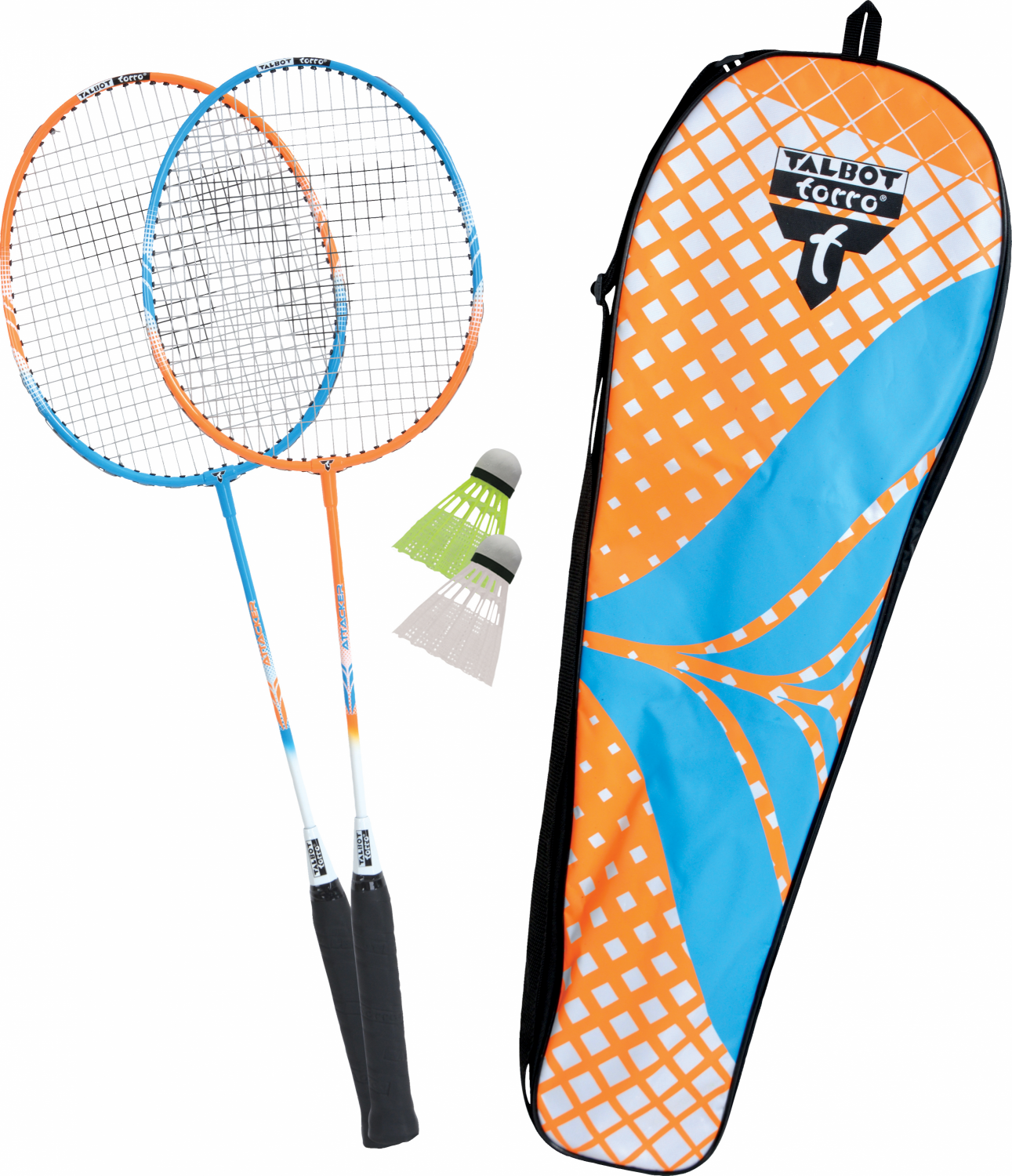TALBOT Torro LED Magic Night Badminton Federball Set 2 Schläger Hülle Bälle 
